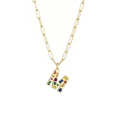 Adornia 14k Gold Plated Funky Initial Paperclip Chain Necklace