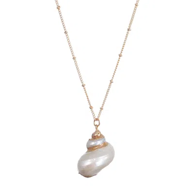 ADORNIA 14K GOLD PLATED GOLDEN SHELL PENDANT NECKLACE