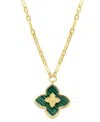 ADORNIA 14K GOLD-PLATED GREEN INLAY CLOVER NECKLACE