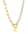 Adornia Crystal & Paper Clip Chain Initial Bracelet In Gold- K