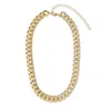 Adornia 14k Gold Plated Half Crystal Curb Chain Necklace In Gold