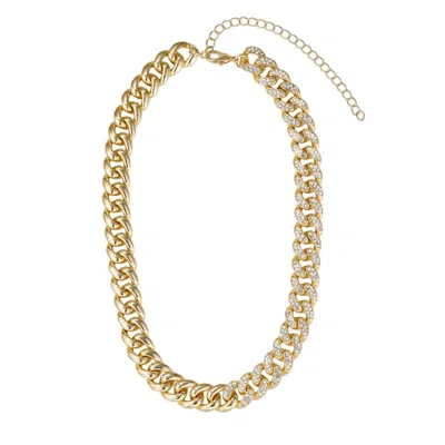 Adornia 14k Gold Plated Half Crystal Curb Chain Necklace
