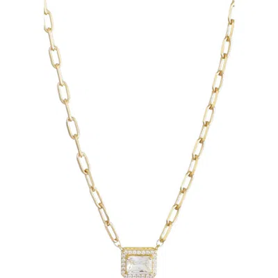 Adornia 14k Gold Plated Halo Crystal Pendant Necklace