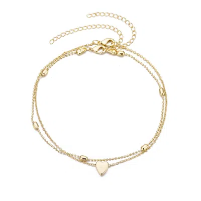 Adornia 14k Gold Plated Heart Adjustable Anklet Set