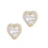 Adornia 14k Gold Plated Heart Cz Halo Stud Earrings In Gold
