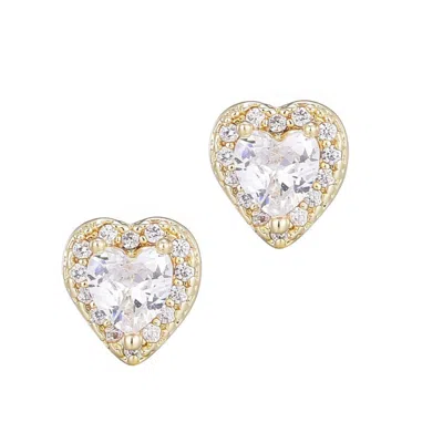 Adornia 14k Gold Plated Heart Cz Halo Stud Earrings