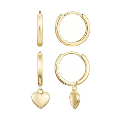 Adornia 14k Gold Plated Heart Huggie Earring Set