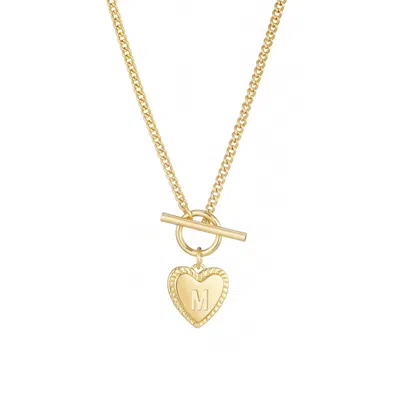 ADORNIA 14K GOLD PLATED HEART INITIAL TOGGLE NECKLACE