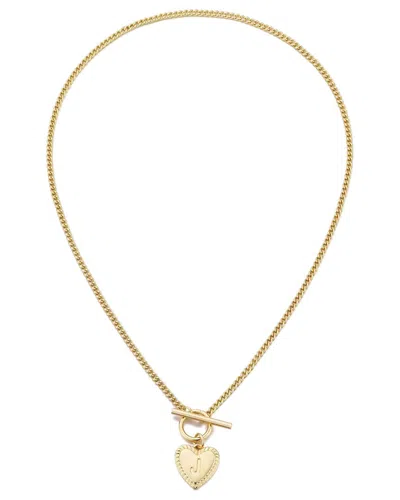 Adornia 14k Gold Plated Heart Initial Toggle Necklace J