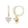 Adornia 14k Plated Cz Heart-shaped Huggie Hoop Earrings In Gold