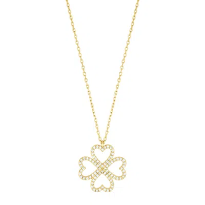 Adornia 14k Gold Plated Heart-shaped Pave Clover Necklace
