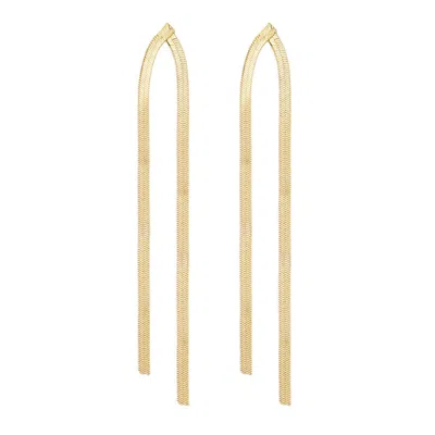ADORNIA 14K GOLD PLATED HERRINGBONE DROP EARRINGS
