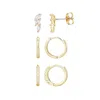 Adornia Set Of 3 Assorted Hoops And Stud Earrings In Gold