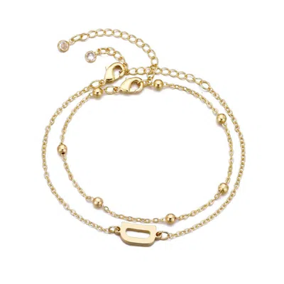 Adornia 14k Gold Plated Initial Bracelet Set In Multi