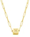 Adornia 14k Gold-plated Initial Cube Paperclip Necklace In Gold- H