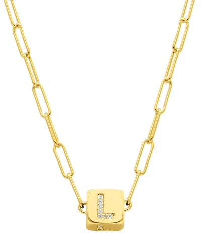 Adornia 14k Gold-plated Initial Cube Paperclip Necklace In Gold- L