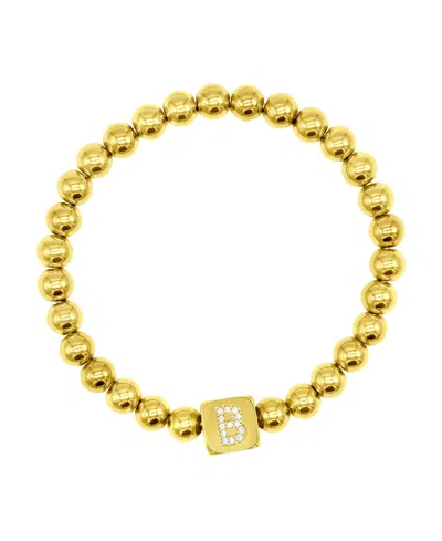Adornia 14k Gold-plated Initial Cube Stretch Bracelet In Gold- B