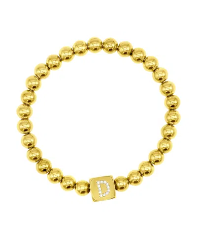 Adornia 14k Gold-plated Initial Cube Stretch Bracelet In Gold- D