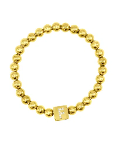 ADORNIA 14K GOLD-PLATED INITIAL CUBE STRETCH BRACELET