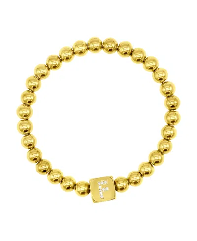 Adornia 14k Gold-plated Initial Cube Stretch Bracelet In Gold- F