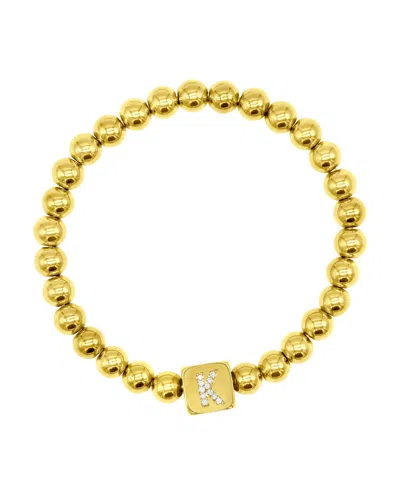 Adornia 14k Gold-plated Initial Cube Stretch Bracelet In Gold- J