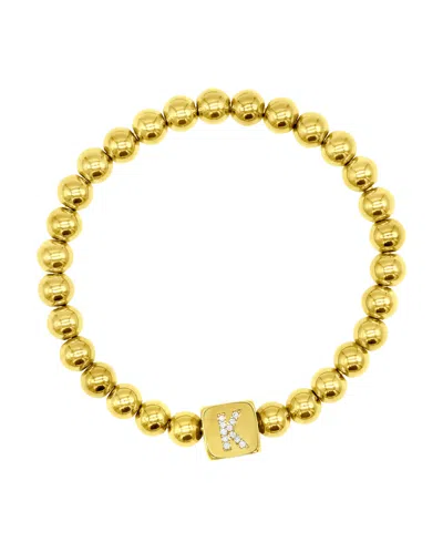 Adornia 14k Gold-plated Initial Cube Stretch Bracelet In Gold- K