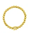Adornia 14k Gold Plated Initial Cube Stretch Bracelet In Gold- M