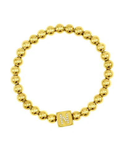 Adornia 14k Gold-plated Initial Cube Stretch Bracelet In Gold- N