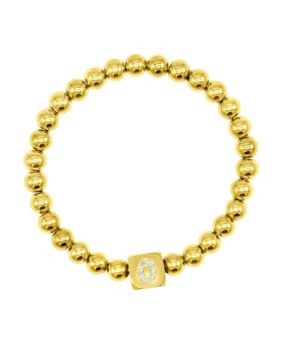 ADORNIA 14K GOLD-PLATED INITIAL CUBE STRETCH BRACELET