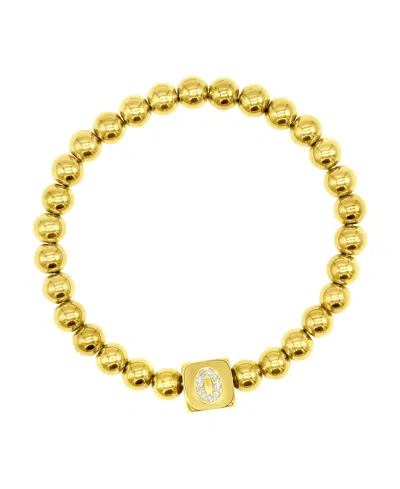Adornia 14k Gold-plated Initial Cube Stretch Bracelet In Gold- O