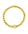 Adornia 14k Gold-plated Initial Cube Stretch Bracelet In Gold- Q