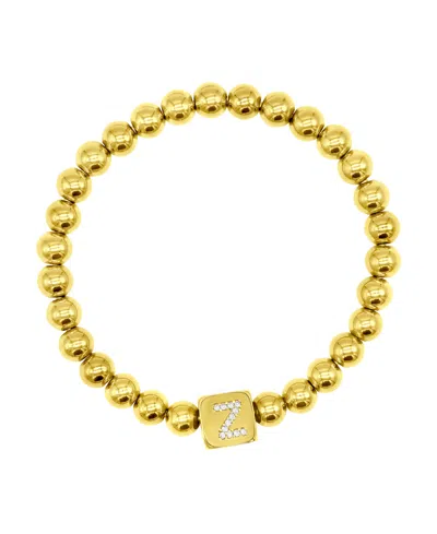 ADORNIA 14K GOLD-PLATED INITIAL CUBE STRETCH BRACELET
