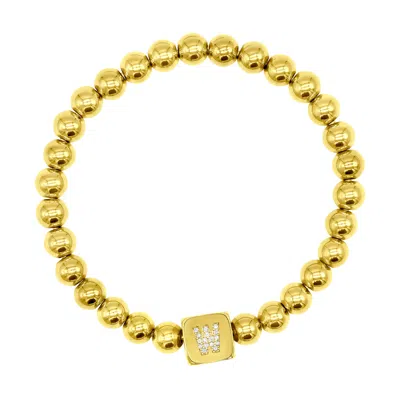 Adornia 14k Gold Plated Initial Cube Stretch Bracelet In Multi