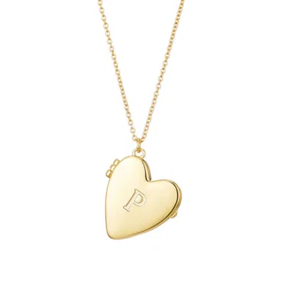 Adornia 14k Gold Plated Initial Heart Locket Necklace In Multi