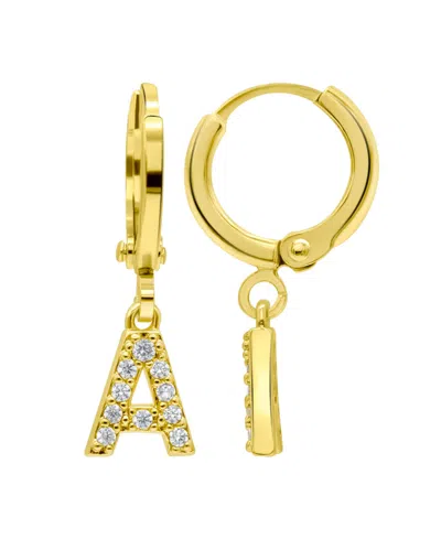 Adornia 14k Gold-plated Initial Pave Huggie Hoop Earrings In Gold- A