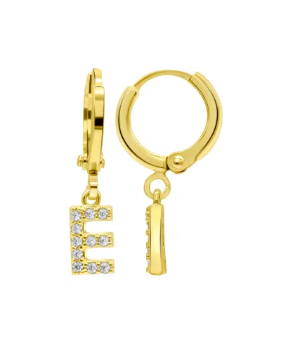 Adornia 14k Gold-plated Initial Pave Huggie Hoop Earrings In Gold- E