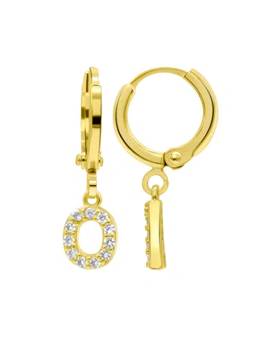 Adornia 14k Gold-plated Initial Pave Huggie Hoop Earrings In Gold- O