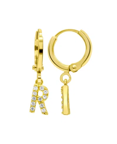 Adornia 14k Gold-plated Initial Pave Huggie Hoop Earrings In Gold- R