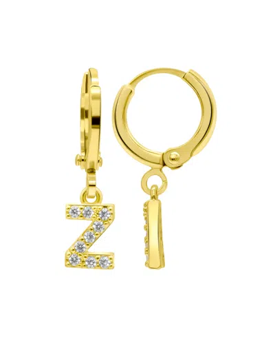 Adornia 14k Gold-plated Initial Pave Huggie Hoop Earrings In Gold- Z