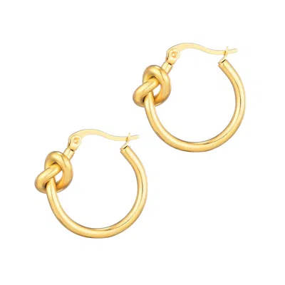 ADORNIA 14K GOLD PLATED KNOT HOOP EARRINGS