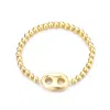 Adornia 14k Gold Plated Mariner Link Stretch Bead Bracelet In Gold