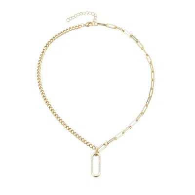 Adornia 14k Gold Plated Mixed Chain Cz Oval Pendant Necklace