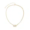 Adornia 14k Gold Plated Mixed Chain Cz Sideways Pendant Necklace In Gold