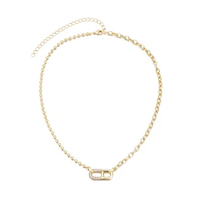 Adornia 14k Gold Plated Mixed Chain Cz Sideways Pendant Necklace