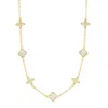 Adornia 14k Gold Plated Mixed Mother Of Pearl And Cz Clover Station Necklace In White