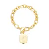 Adornia 14k Gold Plated Monogram Initial Chunky Toggle Bracelet In Gold