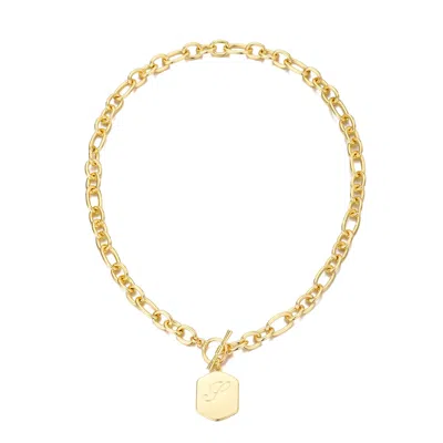 Adornia 14k Gold Plated Monogram Initial Chunky Toggle Necklace