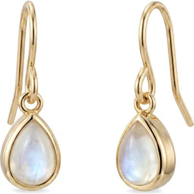 Adornia 14k Gold Plated Moonstone Pear Drop Earrings In Gold/ White