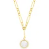 Adornia 14k Gold Plated Mother-of-pearl Crystal Halo Pendant Necklace In White