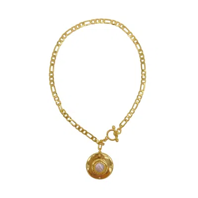 Adornia 14k Gold Plated Mother Of Pearl Disc Toggle Necklace In White